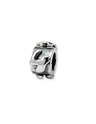 Number 4, Message Charm in Sterling Silver For 3mm Charm Bracelets