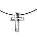 Stainless Steel and Leather Cord Cross Necklace