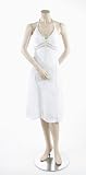 BCBG WHITE COTTON VOILE CROCHET HALTER DRESS NEW L