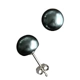 5.5-6mm Cultured Pearl Silver Studs, Black