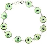 Sterling Silver Evil Eye Bracelet Green
