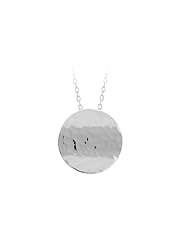 Sterling Silver Hammered Circle Pendant Necklace, 18"