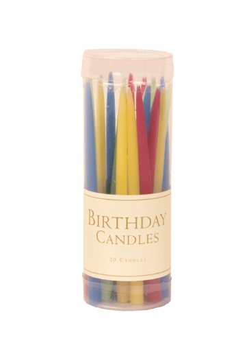 Entertaining with Caspari 3-Inch Birthday Dripless, Smokeless, Unscented Candles, Brights, Set of 20