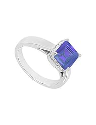 Sapphire and Diamond Ring 14K White Gold - 0.83 CT TGW