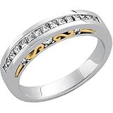 14K Two Tone Gold Diamond Bridal Anniversary Band Ring