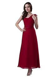 A-line Ankle Length Chiffon Natural   Waistline One Shoulder Evening Dress/Bridesmaid Dress/Prom Dress/Party Dress/Maxi Dress 