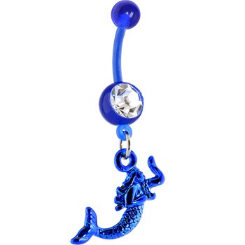 Bioplast Blue Mermaid Dangle Belly Ring