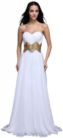 Joydress Women's Sequin A-line Sweetheart Floor-length Dress White US8