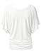 LL WT742 Women's Versatile Casual Short Sleeve Dolman Top – Loose Fit Boat Neck XXXL White