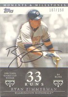 Ryan Zimmerman, Washington Nationals, 2006 Topps Moments and Milestones Autographed Card