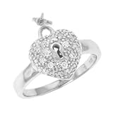 .925 Sterling Silver Promise Ring With CZ Stones and a Small Bird on Top of Heart