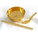 Gold Rice Bowl - 10" Feng Shui housewarming gift