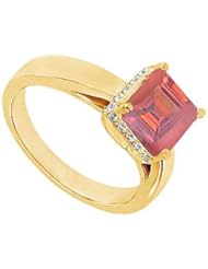 Ruby and Diamond Ring 14K Yellow Gold - 1.00 CT TGW