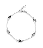 Elephant Link Solid .925 Sterling Silver Ankle Bracelet
