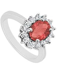 Ruby and Diamond Ring 14K White Gold - 1.50 CT TGW