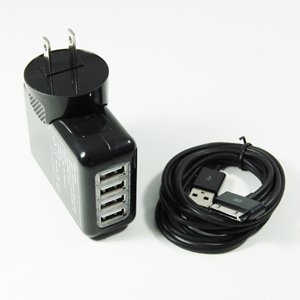 Cosmos ® Black 4-port Wall to USB Travel A/c 