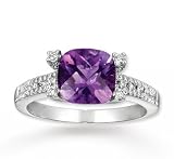 14k White Gold 2.60 Carat Amethyst Diamond Ring