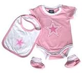 Dallas Cowboys Infant Pink Creeper, Bib, & Bootie Set