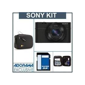 Sony Cyber-Shot DSC-RX100 Digital Camera, Black - with 32GB SDHC Memory Card, Camera Case, Professional Lens Cleaning Kit - Includes 4 Items