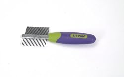 Li'l Pals Double-Sided Purple and Green Grooming Comb for Dogs, Extra Small