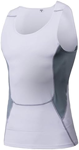 Ucsports Men's PRO Tight Running Fitness Quick-drying Vest (Asia L bust 84cm, length 66cm, White)