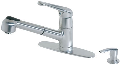 Price Pfister 53P50SS Genesis Single-Handle Kitchen Faucet with Pull-Down Spout Sprayer and Soap Dispenser, Stainless Steel
