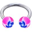 Blue Funky Flower Horse Shoe Circular Barbell
