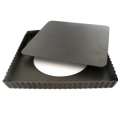 Paderno World Cuisine 9 by 9 Inch Square Fluted Non-Stick Tart Mold with Removable Bottom