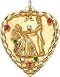 First Dance for The Bride and Groom on Rope Edge Heart, 14K Gold Charm