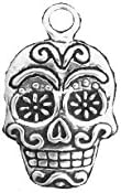 Sugar Skull Charm Pendant Sterling Silver 925 With A Split Ring