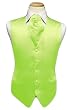 Tuxedo Vest - Solid Satin with Matching Pin Ascot, Lime
