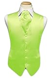 Tuxedo Vest - Solid Satin with Matching Pin Ascot, Lime (56-58 = 3xlarge) Tuxedo Vest - Solid Satin with Matching Pin Ascot, Lime (56-58 = 3xlarge)
