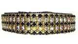 Onyx and Gold Fancy Pet Collar : Size L : Buckle Style Rhinestone Buckle