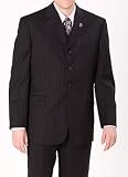 Phat Farm - Phat Farm Black Stripe 4-Button Vested Suit with Pleated Pant