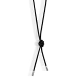 Bling Jewelry 925 Sterling Silver Black Leather Pandora Compatible Lariat Necklace 27 in. Charm