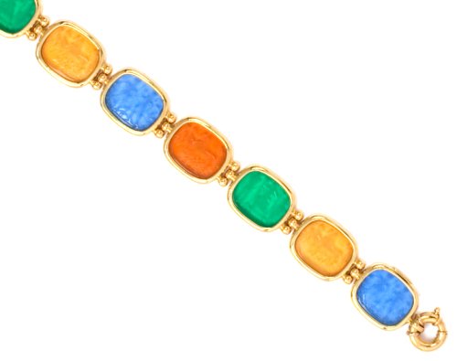 18k Yellow Gold Venetian Glass Bracelet by Tagliamonte, 7 1/2