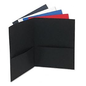 Two-Pocket Portfolio, Embossed Leather Grain Paper, Assorted Colors