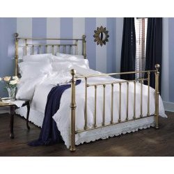 California King Metal Bed with Frame - Waldorf Traditional Design in Aged Brass Finish by DS-Fashion Bed Group