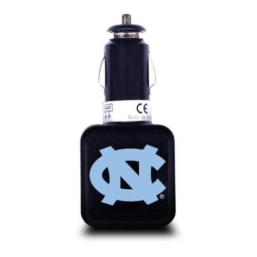 NCAA North Carolina Tar Heels Dual USB Car Charger with USB Charge/Sync Cable for Apple iPhone, iPod, and iPad