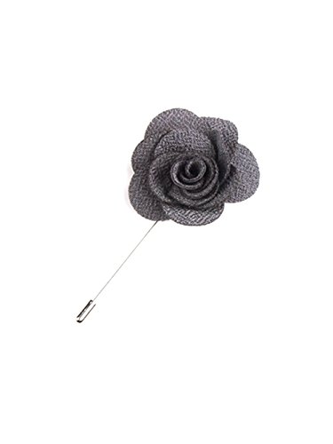 Jelinda Men Floral Flower Lapel Stick Brooch Pin Wedding Suit Tuxedo Corsage (Dark Grey)