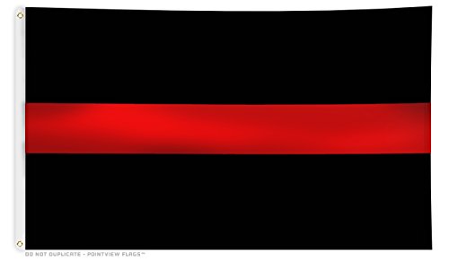 Thin Red Line Flag - 3 x 5 Foot Flag with Grommets (3 x 5 Feet)