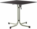 Sieger 1330-60 Gastro-Tisch mit Puroplan-Platte 80 x 80 cm, Stahlrohrgestell champagner, Tischplatte Schieferdekor, mocca