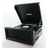 1960's / 1970's Retro Nostalgic Music Centre: Steepletone SRP1R 11 Black Music Centre Record Player / Turntable plays 33 / 45 & 78's + MW / FM Radio - Black Leatherette Finish
