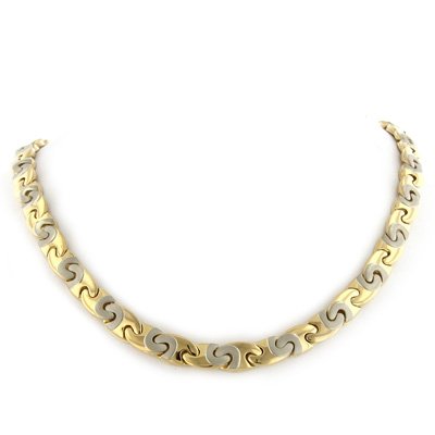 18K 2 Tone Satin Shiny Mushroom Necklace - 17