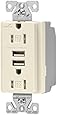 Cooper Wiring Devices TR7745LA-BOX Combination USB Charger with Tamper Resistant Receptacle and Box, 15-Amp, Light Almond Finish