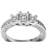 Antique 1.00 Ct Princess Cut Diamond Engagement 3 Stone Vintage Anniversary Ring