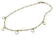 14k Yellow Gold Anklet w/ Heart Charms, 9.5"