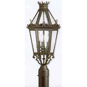 Florentine Black Medici Crown Top Post Lamp by 