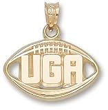 Georgia Bulldogs Pierced UGA Football Pendant - 14KT Gold Jewelry