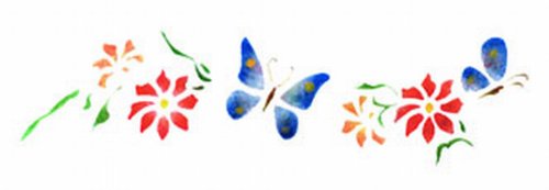 Home Design B057 - Motiv-Schablone, selbstklebend Schmetterlinge und Blumen 13 x 40 cm